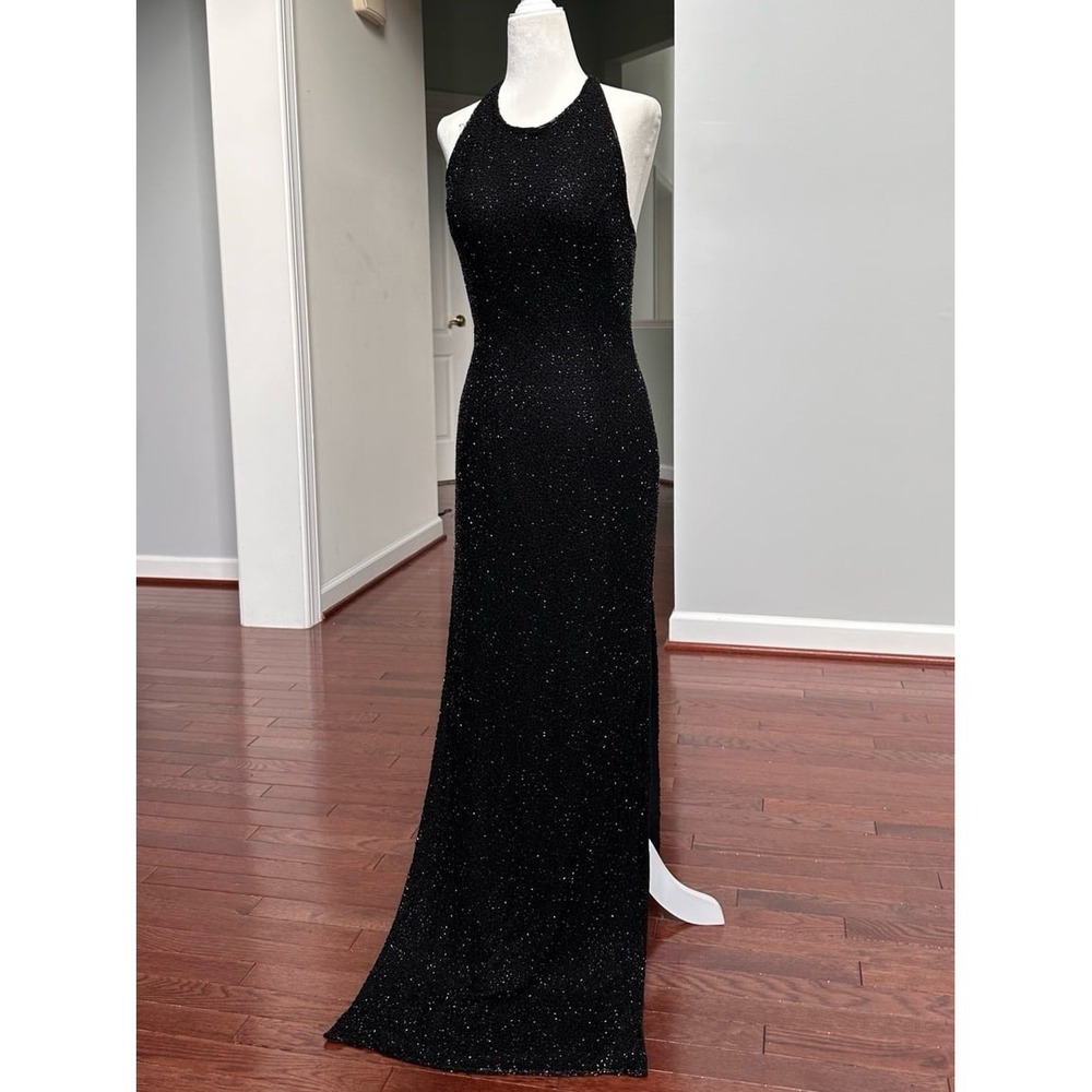 Vintage Cache Embellished Fully Beaded‎ Silk Gown Dress Sexy Feminine - Picture 12 of 12